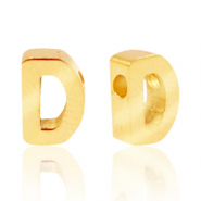 Roestvrij stalen (RVS) Stainless steel kralen letter D Goud