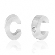 Roestvrij stalen (RVS) Stainless steel kralen letter C Zilver