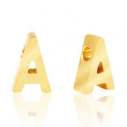 Roestvrij stalen (RVS) Stainless steel kralen letter A Goud