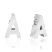 Roestvrij stalen (RVS) Stainless steel kralen letter A Zilver