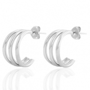 Roestvrij stalen (RVS) Stainless steel oorbellen / oorstekers creolen Zilver