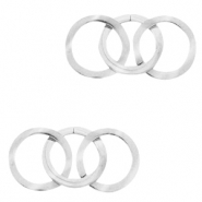 Roestvrij stalen (RVS) Stainless steel bedels/tussenstuk triple circle Zilver