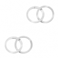 Roestvrij stalen (RVS) Stainless steel bedels/tussenstuk double circle Zilver