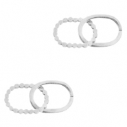 Roestvrij stalen (RVS) Stainless steel bedels/tussenstuk double oval Zilver