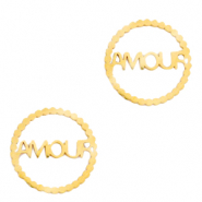 Roestvrij stalen (RVS) Stainless steel bedels/tussenstuk "AMOUR" Goud