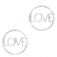 Roestvrij stalen (RVS) Stainless steel bedels/tussenstuk "LOVE" Zilver