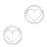 Roestvrij stalen (RVS) Stainless steel bedels/tussenstuk heart Zilver