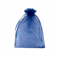 Sieraad zakje organza 9x12cm Navy blue