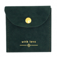 Sieraad zakje "with love" Dark green-gold