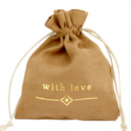 Sieraad zakje "with love" Light brown-gold