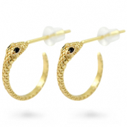 Zirkonia oorstekers slang Gold-black