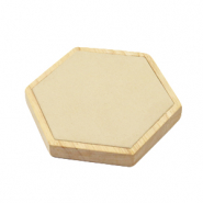 Sieraad display hexagon hout met imi suède voor diverse sieraden Natural-beige