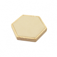 Sieraad display hexagon hout met imi suède voor diverse sieraden Natural-beige