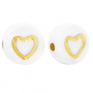 Letterkralen van acryl hartjes White-gold