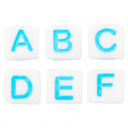 Letterkralen van acryl mix White-blue