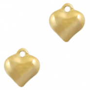 Roestvrij stalen (RVS) Stainless steel bedels hart Goud