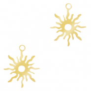 Roestvrij stalen (RVS) Stainless steel bedels zon Goud