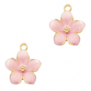 Basic Quality metalen bedels bloem Goud-roze