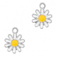 Basic Quality metalen bedels bloem Zilver-wit