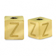 Roestvrij stalen (RVS) Stainless steel kralen letter Z Goud