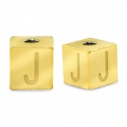 Roestvrij stalen (RVS) Stainless steel kralen letter J Goud