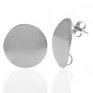 Roestvrij stalen (RVS) Stainless steel oorbellen/oorstekers 20mm met oogje Zilver