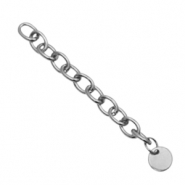 Roestvrij stalen (RVS) stainless steel onderdelen verlengketting coin 8mm Zilver