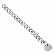 Roestvrij stalen (RVS) stainless steel onderdelen verlengketting gourmet schakel coin 8mm Zilver