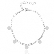 Roestvrij stalen (RVS) Stainless steel enkelbandjes schakel muntjes Zilver