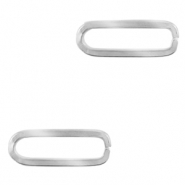 Roestvrij stalen (RVS) Stainless steel bedels / tussenstuk oval Zilver
