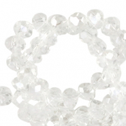 Top Facet kralen 3x3mm disc Crystal-pearl shine coating