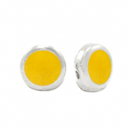 Kralen DQ metaal Pearl tropical yellow-antique silver (nikkelvrij)