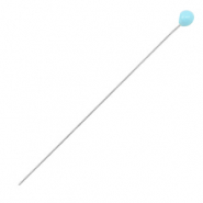 Onderdelen DQ metaal nietstift 52mm Antiek zilver-light blue (nikkelvrij)