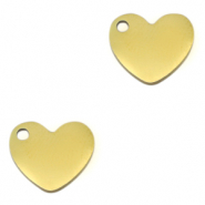 Roestvrij stalen (RVS) Stainless steel bedels hart Goud