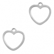 Roestvrij stalen (RVS) Stainless steel bedels hart Zilver