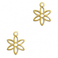 Roestvrij stalen (RVS) Stainless steel bedels bloem Goud