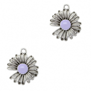 Bedels DQ metaal Madeliefje Antiek zilver-lilac purple (nikkelvrij)