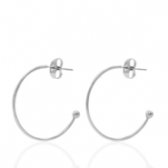 Roestvrij stalen (RVS) Stainless steel oorbellen/oorstekers creolen Zilver