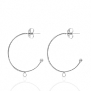 Roestvrij stalen (RVS) Stainless steel oorbellen/oorstekers creolen met oogje Zilver