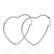 Roestvrij stalen (RVS) Stainless steel oorbellen hart Zilver