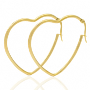 Roestvrij stalen (RVS) Stainless steel oorbellen hart Goud
