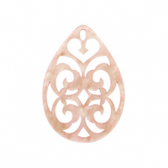 Resin hangers druppel barok 38x27mm Peach beige