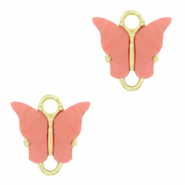 Resin hangers tussenstuk vlinder Gold-coral red