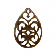 Resin hangers druppel barok 38x27mm Toffee brown
