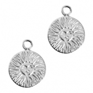 Roestvrij stalen (RVS) Stainless steel bedels zon Zilver