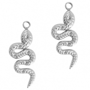 Roestvrij stalen (RVS) Stainless steel bedels slang Zilver