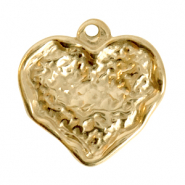 Roestvrij stalen (RVS) Stainless steel bedels hart Goud