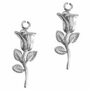 Roestvrij stalen (RVS) Stainless steel bedels tulp Zilver