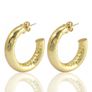 Brass TQ metaal oorbellen/oorstekers creolen Gold