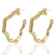 Brass TQ metaal oorbellen/oorstekers creolen Gold